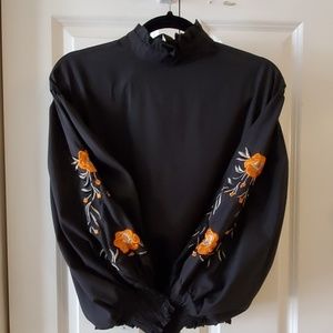 embroidered high neck blouse